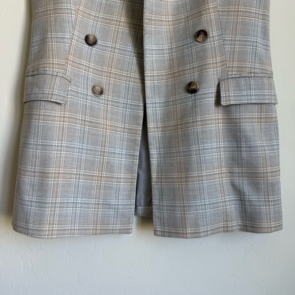 Rachel Zoe Preppy Plaid Sleeveless Blazer Long Line Vest Small - Picture 3 of 13